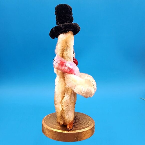 Vintage 1950s Chenille Snowman Ornament Red Nose Hat Scarf Accordion Putz Japan - Picture 7 of 10